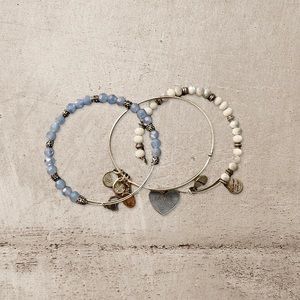 Alex and Ani Blue and White Mother’s Day Bracelets Set of 3